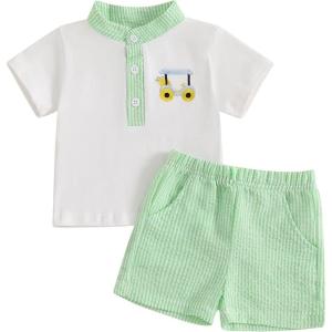 imageKuriozud Baby Boy 4th of July Outfit Baby Boys Polo Shirt American Flag Shorts Set Toddler Little Boy Fourth of July ClothesGolf Green