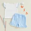 imageKuriozud 4th Of July Baby Boy Girl Outfit Toddler USA Flag Tshirt Top And Plaid Shorts 2pcs Set Fourth Of July ClothesAmerican Flag Plaidwhite
