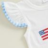 imageKuriozud 4th Of July Baby Boy Girl Outfit Toddler USA Flag Tshirt Top And Plaid Shorts 2pcs Set Fourth Of July ClothesAmerican Flag Plaidwhite