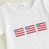 imageKuriozud 4th Of July Baby Boy Girl Outfit Toddler USA Flag Tshirt Top And Plaid Shorts 2pcs Set Fourth Of July ClothesAmerican Flagwhite