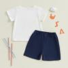 imageKuriozud 4th Of July Baby Boy Girl Outfit Toddler USA Flag Tshirt Top And Plaid Shorts 2pcs Set Fourth Of July ClothesAmerican Flagwhite