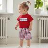 imageKuriozud 4th Of July Baby Boy Girl Outfit Toddler USA Flag Tshirt Top And Plaid Shorts 2pcs Set Fourth Of July ClothesB Bowred