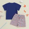 imageKuriozud 4th Of July Baby Boy Girl Outfit Toddler USA Flag Tshirt Top And Plaid Shorts 2pcs Set Fourth Of July ClothesUsablue