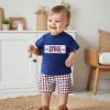 imageKuriozud 4th Of July Baby Boy Girl Outfit Toddler USA Flag Tshirt Top And Plaid Shorts 2pcs Set Fourth Of July ClothesUsablue