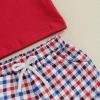 imageKuriozud 4th Of July Baby Boy Girl Outfit Toddler USA Flag Tshirt Top And Plaid Shorts 2pcs Set Fourth Of July ClothesUsared