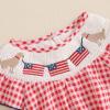 imageKuriozud 4th of July Toddler Baby Girl Outfits Bubble Romper USA Flag Onesie Bodysuit Fourth of July Smocked ClothesRed Dogamerican Flag