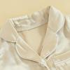 imageKuriozud Baby Girl Boy Silk Pajamas Summer Pjs Stain Onesie Romper OnePiece Jumpsuit Lapel Button Down Sleepwear 024MBeige