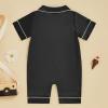 imageKuriozud Baby Girl Boy Silk Pajamas Summer Pjs Stain Onesie Romper OnePiece Jumpsuit Lapel Button Down Sleepwear 024MBlack