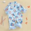 imageKuriozud Baby Girl Boy Silk Pajamas Summer Pjs Stain Onesie Romper OnePiece Jumpsuit Lapel Button Down Sleepwear 024MBlue B