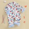 imageKuriozud Baby Girl Boy Silk Pajamas Summer Pjs Stain Onesie Romper OnePiece Jumpsuit Lapel Button Down Sleepwear 024MBlue C