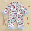imageKuriozud Baby Girl Boy Silk Pajamas Summer Pjs Stain Onesie Romper OnePiece Jumpsuit Lapel Button Down Sleepwear 024MBlue C