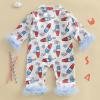 imageKuriozud Baby Girl Boy Silk Pajamas Summer Pjs Stain Onesie Romper OnePiece Jumpsuit Lapel Button Down Sleepwear 024MBlue C