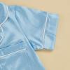 imageKuriozud Baby Girl Boy Silk Pajamas Summer Pjs Stain Onesie Romper OnePiece Jumpsuit Lapel Button Down Sleepwear 024MBlue a