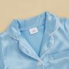 imageKuriozud Baby Girl Boy Silk Pajamas Summer Pjs Stain Onesie Romper OnePiece Jumpsuit Lapel Button Down Sleepwear 024MBlue a