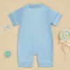 imageKuriozud Baby Girl Boy Silk Pajamas Summer Pjs Stain Onesie Romper OnePiece Jumpsuit Lapel Button Down Sleepwear 024MBlue a