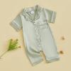 imageKuriozud Baby Girl Boy Silk Pajamas Summer Pjs Stain Onesie Romper OnePiece Jumpsuit Lapel Button Down Sleepwear 024MGreen