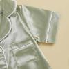 imageKuriozud Baby Girl Boy Silk Pajamas Summer Pjs Stain Onesie Romper OnePiece Jumpsuit Lapel Button Down Sleepwear 024MGreen