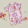 imageKuriozud Baby Girl Boy Silk Pajamas Summer Pjs Stain Onesie Romper OnePiece Jumpsuit Lapel Button Down Sleepwear 024MPink Birthday