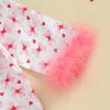 imageKuriozud Baby Girl Boy Silk Pajamas Summer Pjs Stain Onesie Romper OnePiece Jumpsuit Lapel Button Down Sleepwear 024MPink Bow