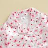imageKuriozud Baby Girl Boy Silk Pajamas Summer Pjs Stain Onesie Romper OnePiece Jumpsuit Lapel Button Down Sleepwear 024MPink Bow