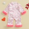 imageKuriozud Baby Girl Boy Silk Pajamas Summer Pjs Stain Onesie Romper OnePiece Jumpsuit Lapel Button Down Sleepwear 024MPink Bow