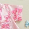 imageKuriozud Baby Girl Boy Silk Pajamas Summer Pjs Stain Onesie Romper OnePiece Jumpsuit Lapel Button Down Sleepwear 024MPink Bow B