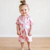 imageKuriozud Baby Girl Boy Silk Pajamas Summer Pjs Stain Onesie Romper OnePiece Jumpsuit Lapel Button Down Sleepwear 024MPink Bow B