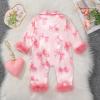 imageKuriozud Baby Girl Boy Silk Pajamas Summer Pjs Stain Onesie Romper OnePiece Jumpsuit Lapel Button Down Sleepwear 024MPink Bow a