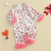 imageKuriozud Baby Girl Boy Silk Pajamas Summer Pjs Stain Onesie Romper OnePiece Jumpsuit Lapel Button Down Sleepwear 024MPink Bowstrawberry