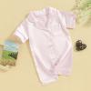 imageKuriozud Baby Girl Boy Silk Pajamas Summer Pjs Stain Onesie Romper OnePiece Jumpsuit Lapel Button Down Sleepwear 024MPink D