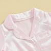 imageKuriozud Baby Girl Boy Silk Pajamas Summer Pjs Stain Onesie Romper OnePiece Jumpsuit Lapel Button Down Sleepwear 024MPink D