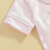 imageKuriozud Baby Girl Boy Silk Pajamas Summer Pjs Stain Onesie Romper OnePiece Jumpsuit Lapel Button Down Sleepwear 024MPink D