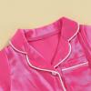 imageKuriozud Baby Girl Boy Silk Pajamas Summer Pjs Stain Onesie Romper OnePiece Jumpsuit Lapel Button Down Sleepwear 024MPink E