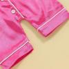 imageKuriozud Baby Girl Boy Silk Pajamas Summer Pjs Stain Onesie Romper OnePiece Jumpsuit Lapel Button Down Sleepwear 024MPink E