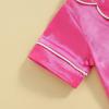 imageKuriozud Baby Girl Boy Silk Pajamas Summer Pjs Stain Onesie Romper OnePiece Jumpsuit Lapel Button Down Sleepwear 024MPink E