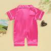 imageKuriozud Baby Girl Boy Silk Pajamas Summer Pjs Stain Onesie Romper OnePiece Jumpsuit Lapel Button Down Sleepwear 024MPink E