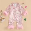 imageKuriozud Baby Girl Boy Silk Pajamas Summer Pjs Stain Onesie Romper OnePiece Jumpsuit Lapel Button Down Sleepwear 024MPink Easter Bowbunny