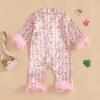 imageKuriozud Baby Girl Boy Silk Pajamas Summer Pjs Stain Onesie Romper OnePiece Jumpsuit Lapel Button Down Sleepwear 024MPink Easter Bowbunny