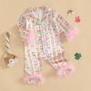 imageKuriozud Baby Girl Boy Silk Pajamas Summer Pjs Stain Onesie Romper OnePiece Jumpsuit Lapel Button Down Sleepwear 024MPink Easter Boweggs