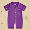 imageKuriozud Baby Girl Boy Silk Pajamas Summer Pjs Stain Onesie Romper OnePiece Jumpsuit Lapel Button Down Sleepwear 024MPurple