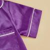 imageKuriozud Baby Girl Boy Silk Pajamas Summer Pjs Stain Onesie Romper OnePiece Jumpsuit Lapel Button Down Sleepwear 024MPurple