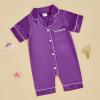 imageKuriozud Baby Girl Boy Silk Pajamas Summer Pjs Stain Onesie Romper OnePiece Jumpsuit Lapel Button Down Sleepwear 024MPurple