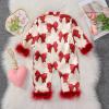 imageKuriozud Baby Girl Boy Silk Pajamas Summer Pjs Stain Onesie Romper OnePiece Jumpsuit Lapel Button Down Sleepwear 024MRed Bow
