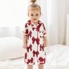 imageKuriozud Baby Girl Boy Silk Pajamas Summer Pjs Stain Onesie Romper OnePiece Jumpsuit Lapel Button Down Sleepwear 024MRed Bow B