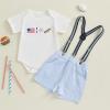 imageKuriozud My First 4th of July Outfit Baby Boy American Flag Onesie USA Bubble RomperShorts Set Fourth of July ClothesWhite Blue D