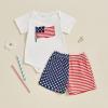 imageKuriozud My First 4th of July Outfit Baby Boy American Flag Onesie USA Bubble RomperShorts Set Fourth of July ClothesWhite Red Blue