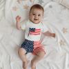imageKuriozud My First 4th of July Outfit Baby Boy American Flag Onesie USA Bubble RomperShorts Set Fourth of July ClothesWhite Red Blue