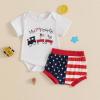 imageKuriozud My First 4th of July Outfit Baby Boy American Flag Onesie USA Bubble RomperShorts Set Fourth of July ClothesWhite Red Blue B