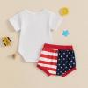 imageKuriozud My First 4th of July Outfit Baby Boy American Flag Onesie USA Bubble RomperShorts Set Fourth of July ClothesWhite Red Blue B