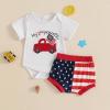 imageKuriozud My First 4th of July Outfit Baby Boy American Flag Onesie USA Bubble RomperShorts Set Fourth of July ClothesWhite Red Blue a